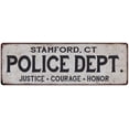 thumbnail image 1 of STAMFORD, CT POLICE DEPT. Home Decor Metal Sign Gift 6x18 106180012201, 1 of 1