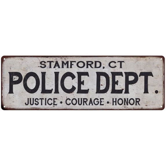 STAMFORD, CT POLICE DEPT. Home Decor Metal Sign Gift 6x18 106180012201