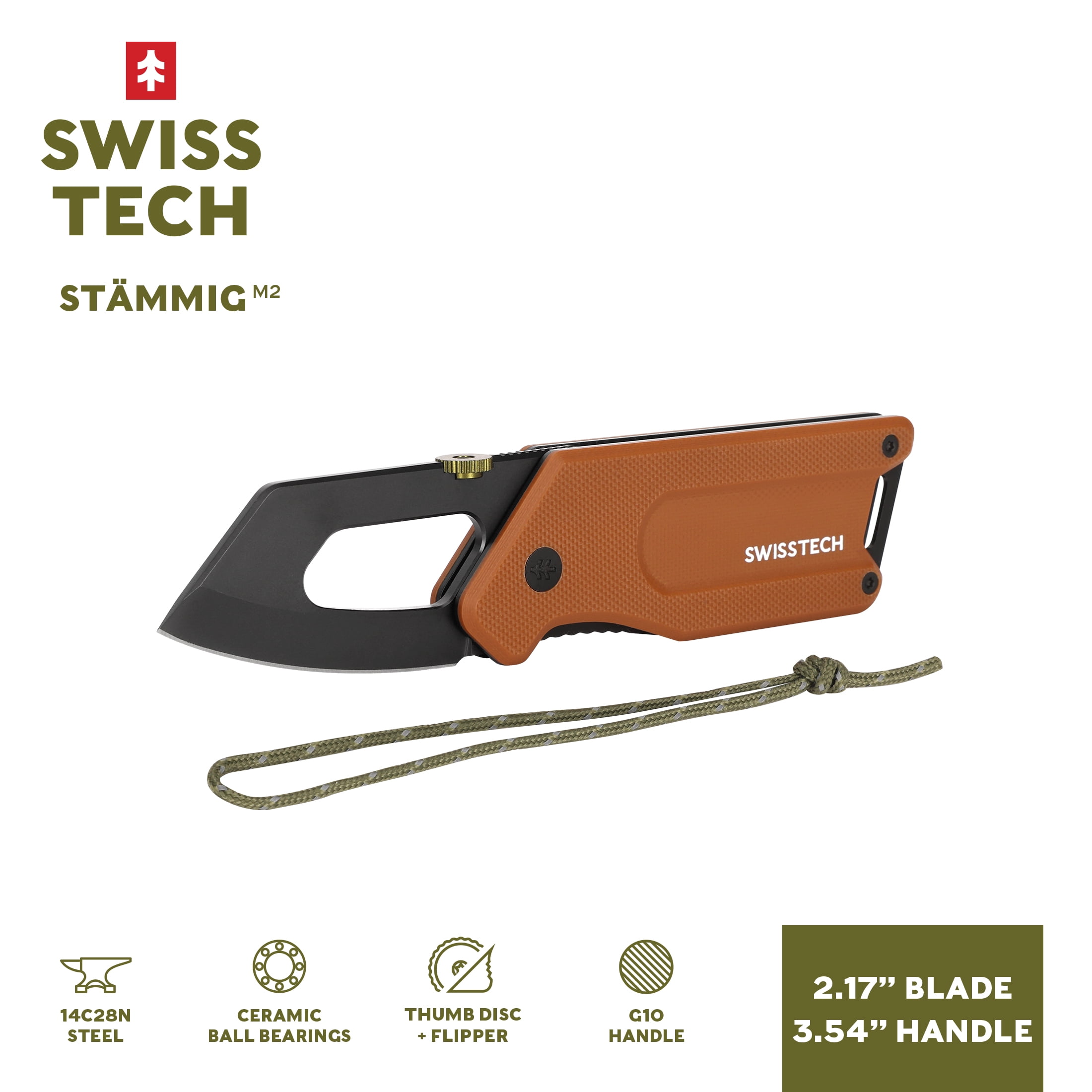 Swiss Tech Ball Bearing Assisted Folding Pocket Knife, 2.5 Inch 14C28N Steel Blade, Clay G-10 and Aluminum Handle with Money Clip