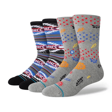 STANCE x WADE Men's Logo Dotted Crew Socks 2pk - Blue/Gray, Large (6-12)