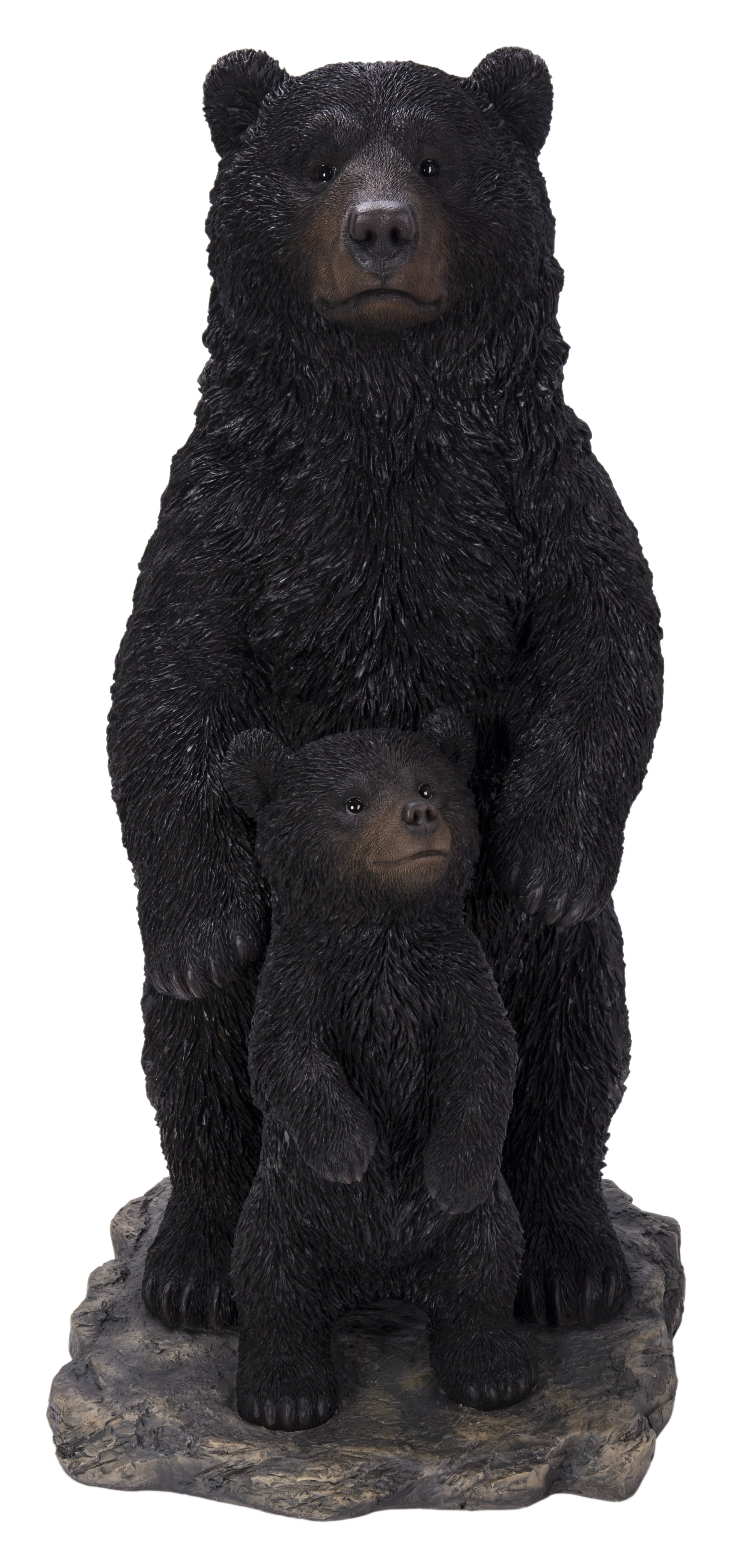 Standing Mother and Baby Black Bears Polyresin Sculpture