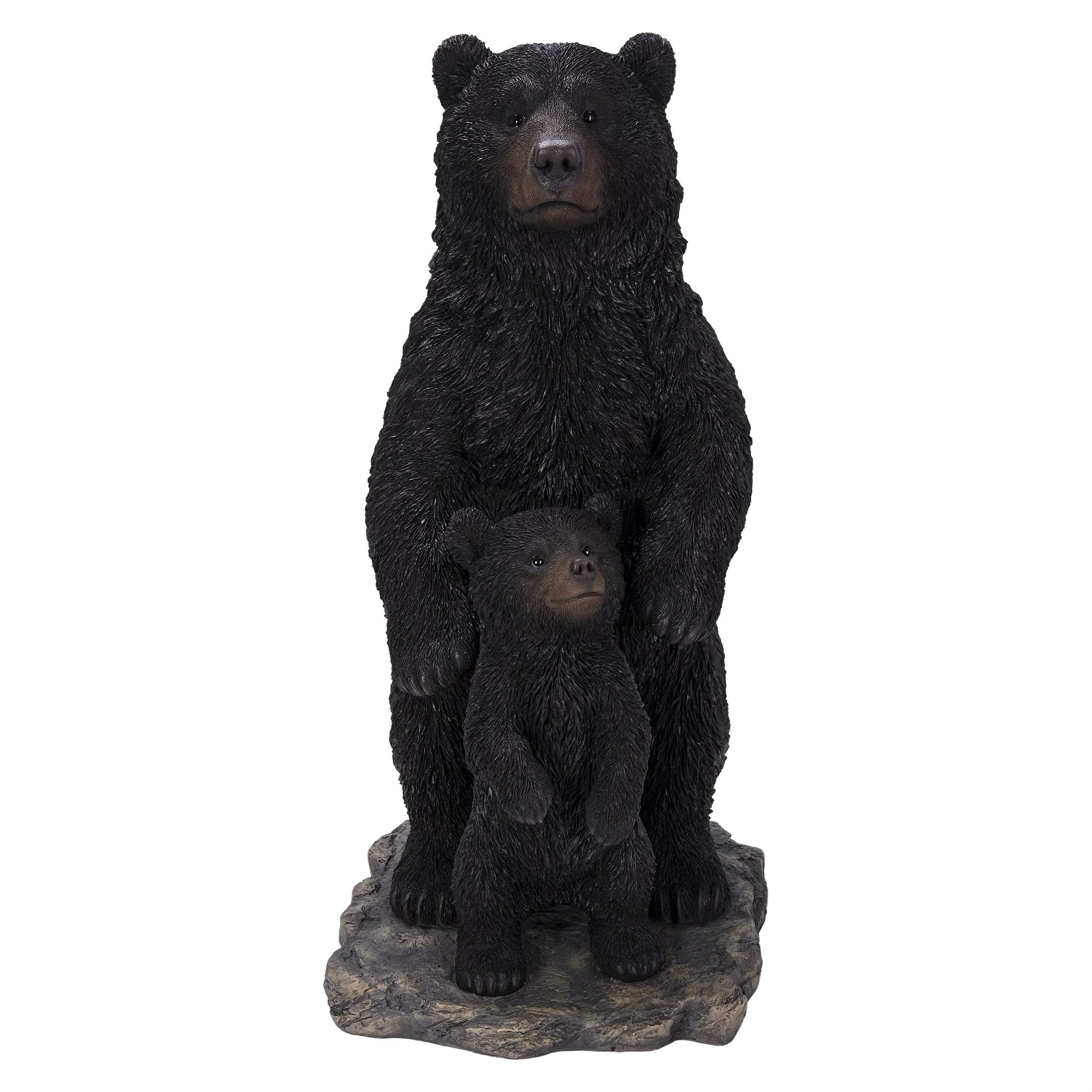 Standing Mother and Baby Black Bears Polyresin Sculpture