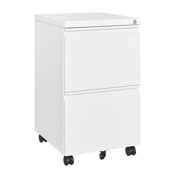 STANI 2 Drawer File Cabinet on Wheels, Home Office Mobile File Cabinet Under Desk with Lock, 2 Large Drawers for Legal/Letter/A4 Files(Unassembled,White)