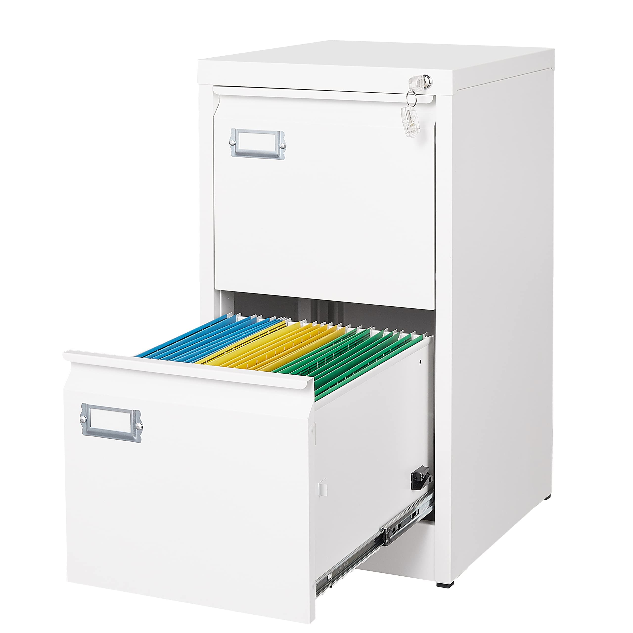 STANI 2 Drawer White File with Lock, Filing for Home