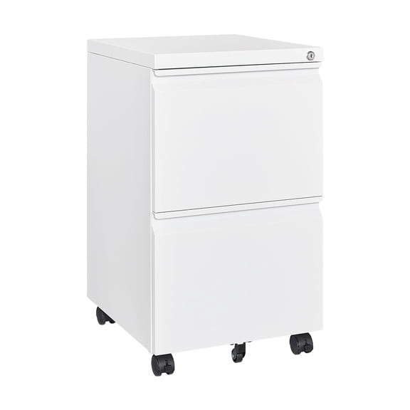 STANI 2 Drawers Mobile File Cabinet, Metal File Cabinets with Lock, Under Desk Rolling Filing Cabinet for Home Office Fit Letter/Legal/A4 Size (Fully Assembled,White)