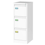 STANI 3 Drawer White File Cabinet with Lock, Filing Cabinets for Home Office, Metal Locking Office File Storage Cabinets with Drawers, Vertical Small Filing Cabinet Organizer for Legal/A4