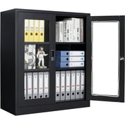 STANI 35.4H Metal Storage Cabinet Steel Office Storage Locker,Black Locking Tool Cabinets for Office,Home, Assembly Required
