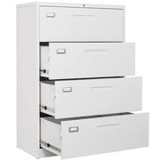 STANI 4 Drawer Filing Cabinet with Lock Metal Lateral File Cabinet Office Home Steel Lateral File Cabinet for A4 Legal/Letter Size Wide File Cabinet Locked,Assembly Required