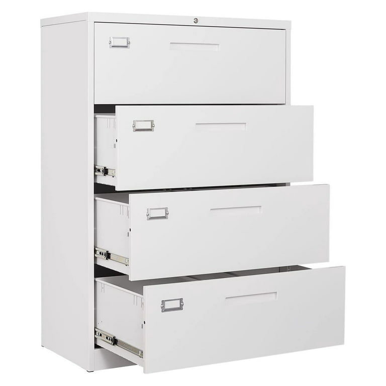 Fire-rated, Locked Lateral Metal File Cabinet