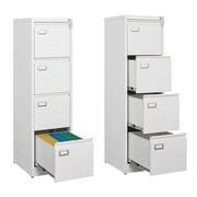 STANI 4 Drawer White File Cabinet with Lock, Vertical Filing Cabinets for Home Office, Metal Locking Office File Storage Cabinets with Drawers for Legal/A4