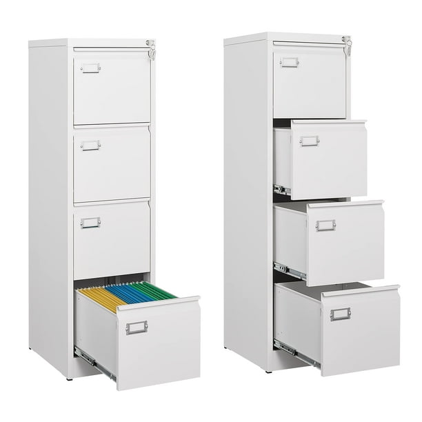 STANI 4 Drawer White File with Lock, Filing for Home