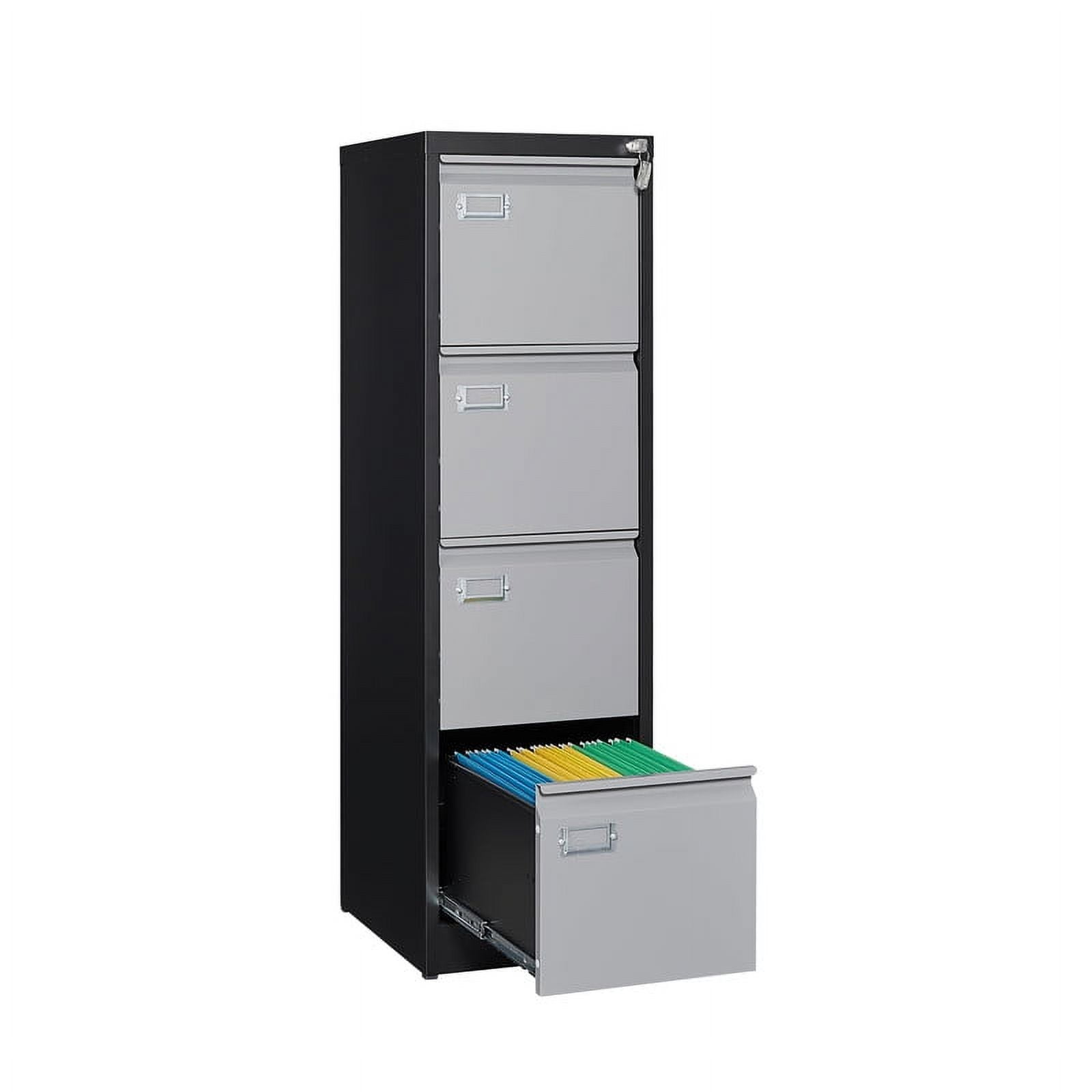 STANI 4 Drawers Vertical File Cabinets - 17.8" Deep Lockable Filing Cabinet - Metal Storage Cabinets for Home Office to Hanging Files Letter/Legal/F4/A4 Size