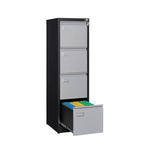 STANI 4 Drawers Vertical File Cabinets - 17.8" Deep Lockable Filing Cabinet - Metal Storage Cabinets for Home Office to Hanging Files Letter/Legal/F4/A4 Size