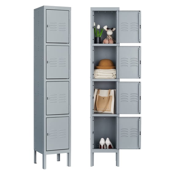 STANI 4-Tier Metal Locker Steel Employees Lockers for Office, Metal Storage Locker Cabinet with Louvers, 4 Door Locker for Employee Gym, Home, School
