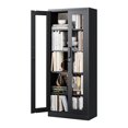 thumbnail image 1 of STANI 67"H Metal Glass Display Cabinet, 4 Adjustable Shelves,Lockable Storage Cabinets with Tempered Glass Door, for Home Office Pantry Bathroom,Black, 1 of 9