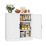 STANI Freestanding Steel Storage Cabinet with 2 Adjustable Shelves for Home Office, Dining Room, Storeroom,Pantry, Rustic Style/Farmhouse,White