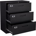 thumbnail image 1 of STANI Lateral File Cabinet with Lock, 3 Drawer Metal Lockable Filing Cabinet for Hanging Files Letter/Legal/F4/A4 Size, Assembly Required - Black, 1 of 11
