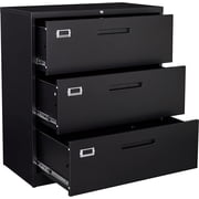 STANI Lateral File Cabinet with Lock, 3 Drawer Metal Lockable Filing Cabinet for Hanging Files Letter/Legal/F4/A4 Size, Assembly Required - Black