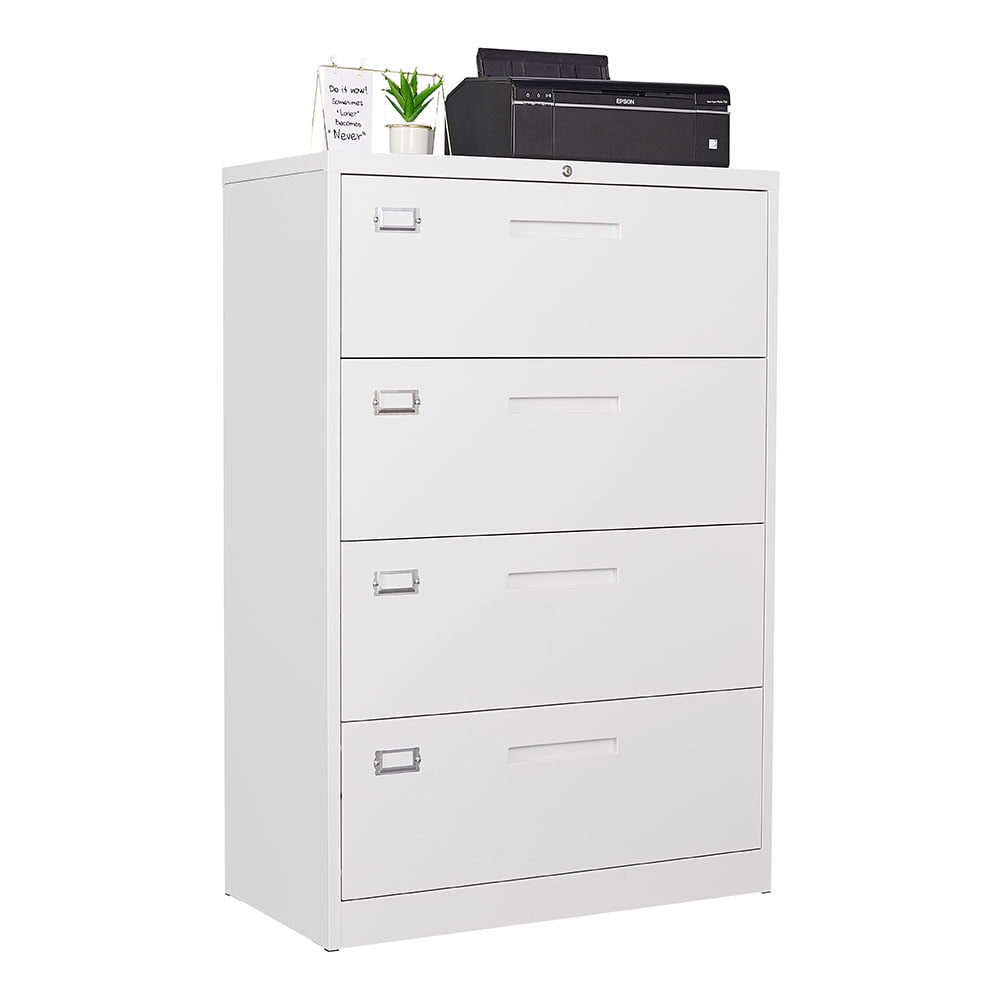 STANI Lateral File Cabinet with Lock 4 Drawer Lockable Filing Cabinet Large Metal Storage File Cabinet for Hanging Files Letter Legal F4 A4 Size