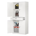 thumbnail image 1 of STANI Metal Garage Storage Cabinets with Drawer, 4 Doors Tool Storage Cabinet with 2 Adjustable Shelves, 71" Steel Locking Locker for Garage Utility Room Home Office (White, 0 Wheel), 1 of 8