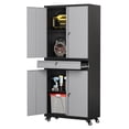 thumbnail image 1 of STANI Metal Garage Storage Cabinets with Drawer, 4 Doors Tool Storage Cabinet with 2 Adjustable Shelves, 72"H Rolling Steel Locking Cabinet for Garage Utility Room Home Office (Black Gray, 4 Wheel), 1 of 8