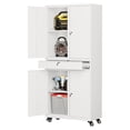 thumbnail image 1 of STANI Metal Garage Storage Cabinets with Drawer, 4 Doors Tool Storage Cabinet with 2 Adjustable Shelves, 72"H Rolling Steel Locking Cabinet for Garage Utility Room Home Office (White, 4 Wheel), 1 of 11