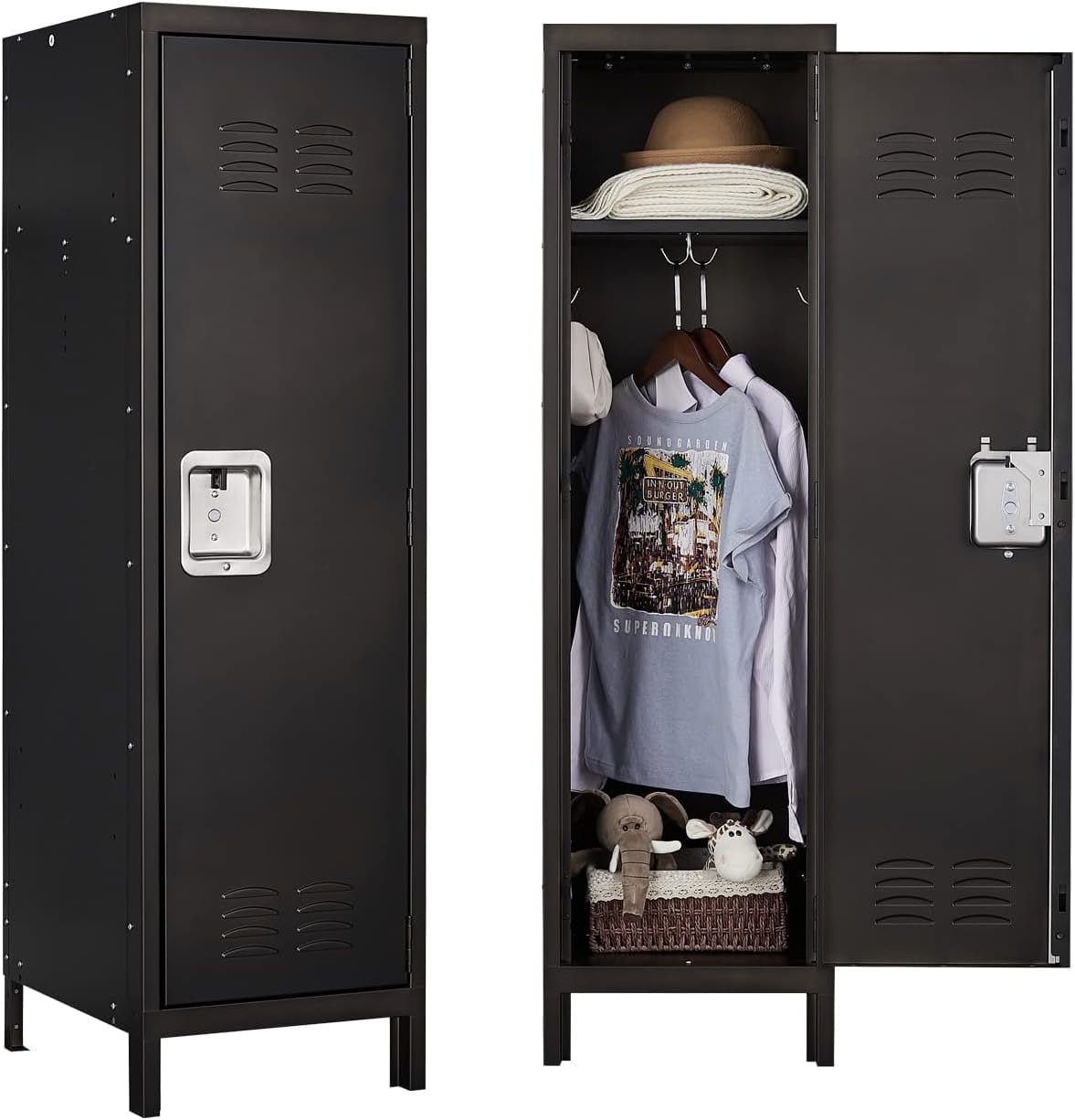 STANI Metal Locker Steel Storage 55.1" Wardrobe Cabinet,Office School Gym Bedroom Metal Storage Locker Cabinets for Employees Students Steel Locker