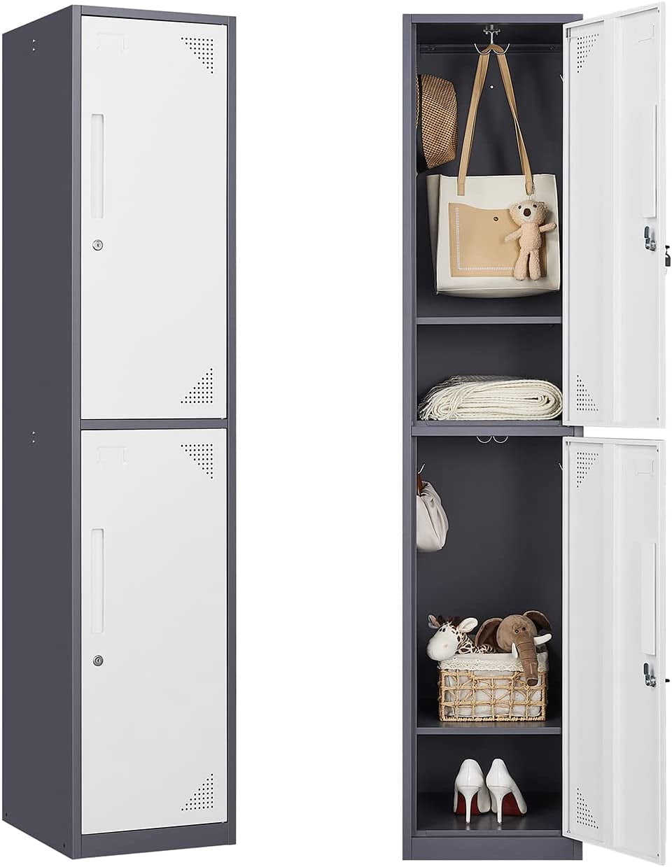 STANI Metal Locker Steel Storage Cabinet with 2 Doors for Office School ...