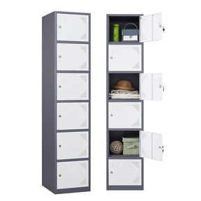STANI Metal Locker Steel Storage Cabinet with 6 Doors for Office School Gym Metal Storage Locker Cabinets for Employees Students Steel Locker