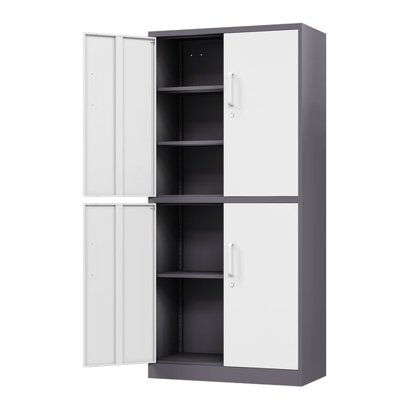 STANI Metal Locker Storage Cabinet,71" Tall Steel Storage Cabinets with 4 Doors,3 Adjustable Shelves for Home,Office,School,Gym