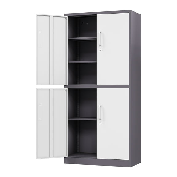 STANI Metal Locker Storage Cabinet,71" Tall Steel Storage Cabinets with 4 Doors,3 Adjustable Shelves for Home,Office,School,Gym