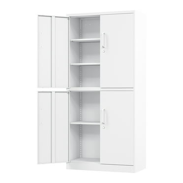 STANI Metal Storage Cabinet, 2 Adjustable Shelves Lockable Door, Steel Locker for Office, Home, Pantry, Garage Utility Cabinet