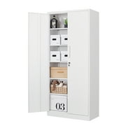 STANI Metal Storage Cabinet, 71” Tall Steel Cabinets with Locking Door and 5 Adjustable Shelves, Steel Classic Storage Cabinet for Home, School, Office, Garage