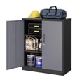 thumbnail image 1 of STANI Metal Storage Cabinet Gray Black,  2 Doors, 2 Shelves, Locabble, 35.5" x 31.5" x 15.7", 1 of 10