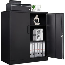 Hyper Tough 2 Shelf Plastic Garage Storage Cabinet 18.5Dx25.47Wx35.43H,  Black 