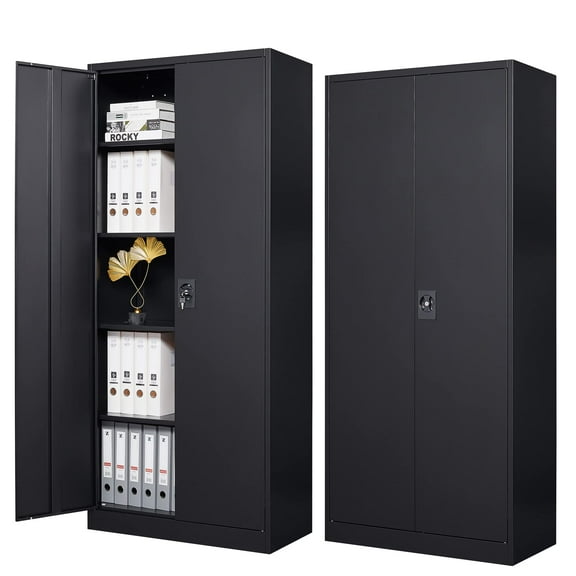 STANI Metal Storage Cabinet with Lock Door, Adjustable Shelf Steel Lockers for Office, Home,Kitchen,Garage Tool Utility Cabinet