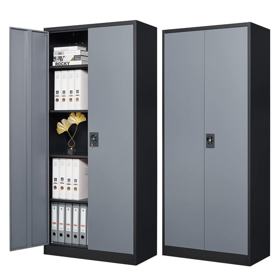 STANI 71" Metal Storage Cabinet with Lock Door, Adjustable Shelf Steel Lockers for Office, Home,Kitchen,Garage Tool Utility Cabinet