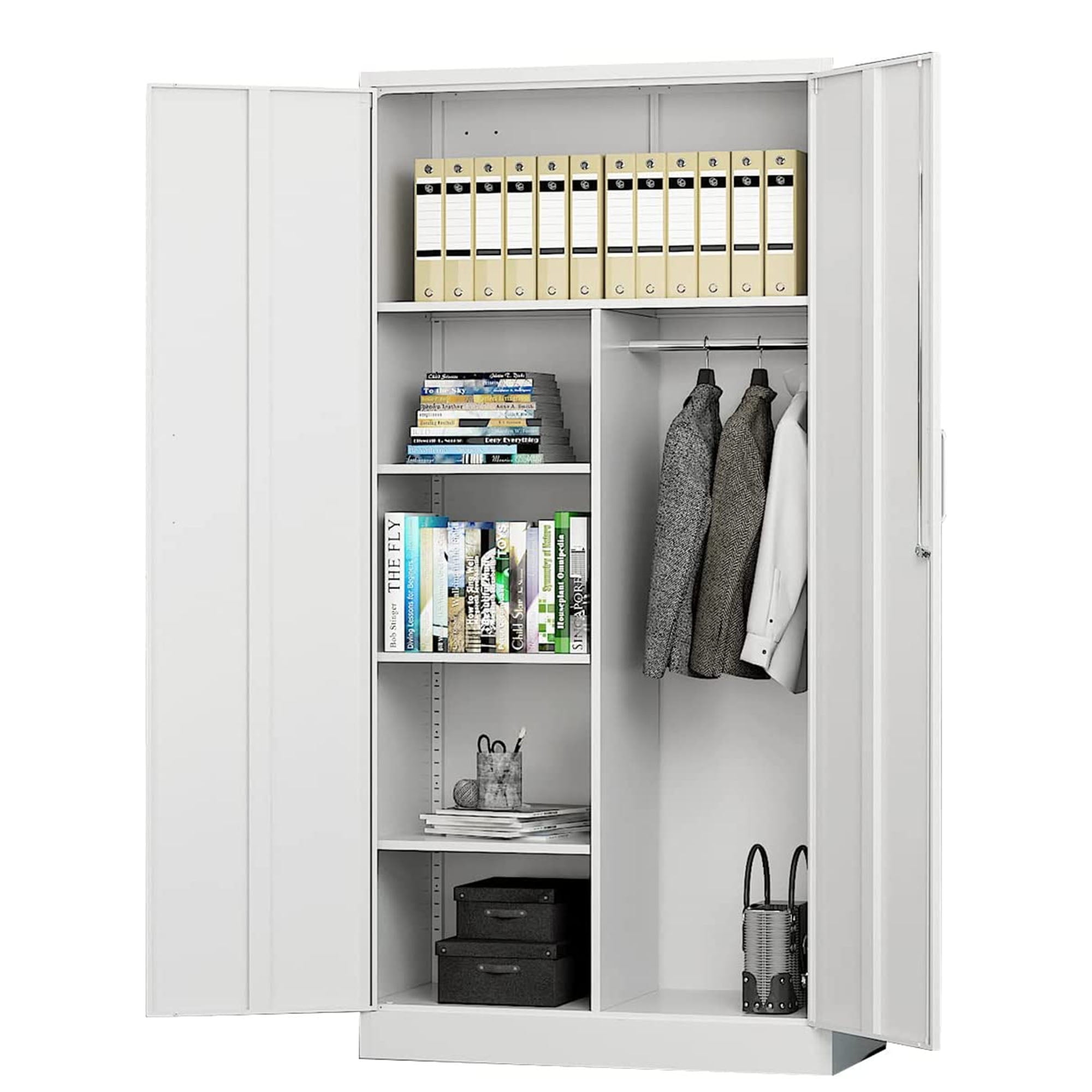 "STANI 72"" Tall Aluminum Alloy Storage Cabinet, Lockable Doors with ...