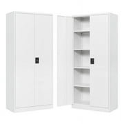 STANI Metal Storage Cabinet with Locking Doors, Garage Lockable Steel Cabinets with 4 Doors and 5 Shelves for Home, Garage, Pantry Workshop Warehouse