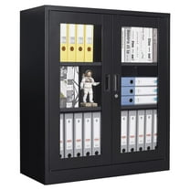 STANI Metal Storage Cabinets, Lockable 35.4" Steel Storage Cabinet with 2 Doors and 2 Adjustable Shelves for Garage, Home, Office