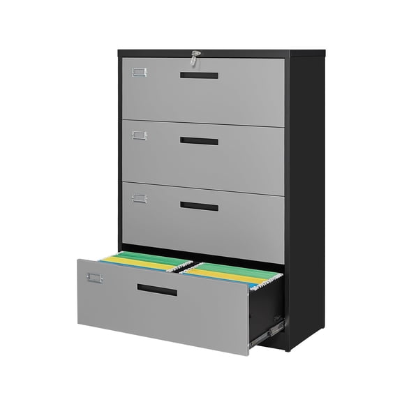 STANI 4 Drawer Lateral File Cabinet Metal Filing Cabinet with Lock Office Home File Storage Cabinet for A4 Legal/Letter Size, Assembly Required