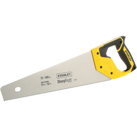 STANLEY, 15 in. Handsaw Induction Hardened Teeth Cushion Grip Fine Finish Saw