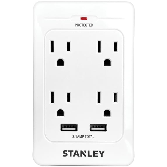 STANLEY 33202 SurgeQuad AC and USB Wall Tap