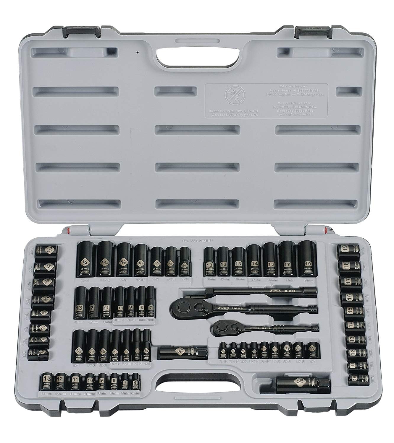 STANLEY 92-824 Black Chrome and Laser Etched 69-Piece Socket Set