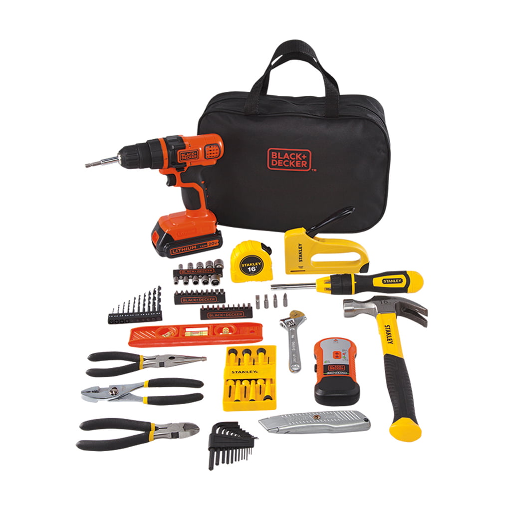 BLACK+DECKER 12V Drill & Home Tool Kit, 42 Piece (BCPK1249C)