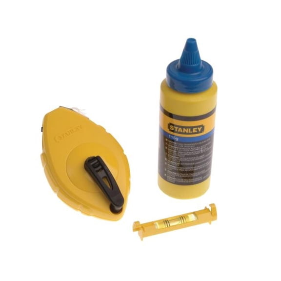 STANLEY - Chalk Line 30m, Blue Chalk & Level