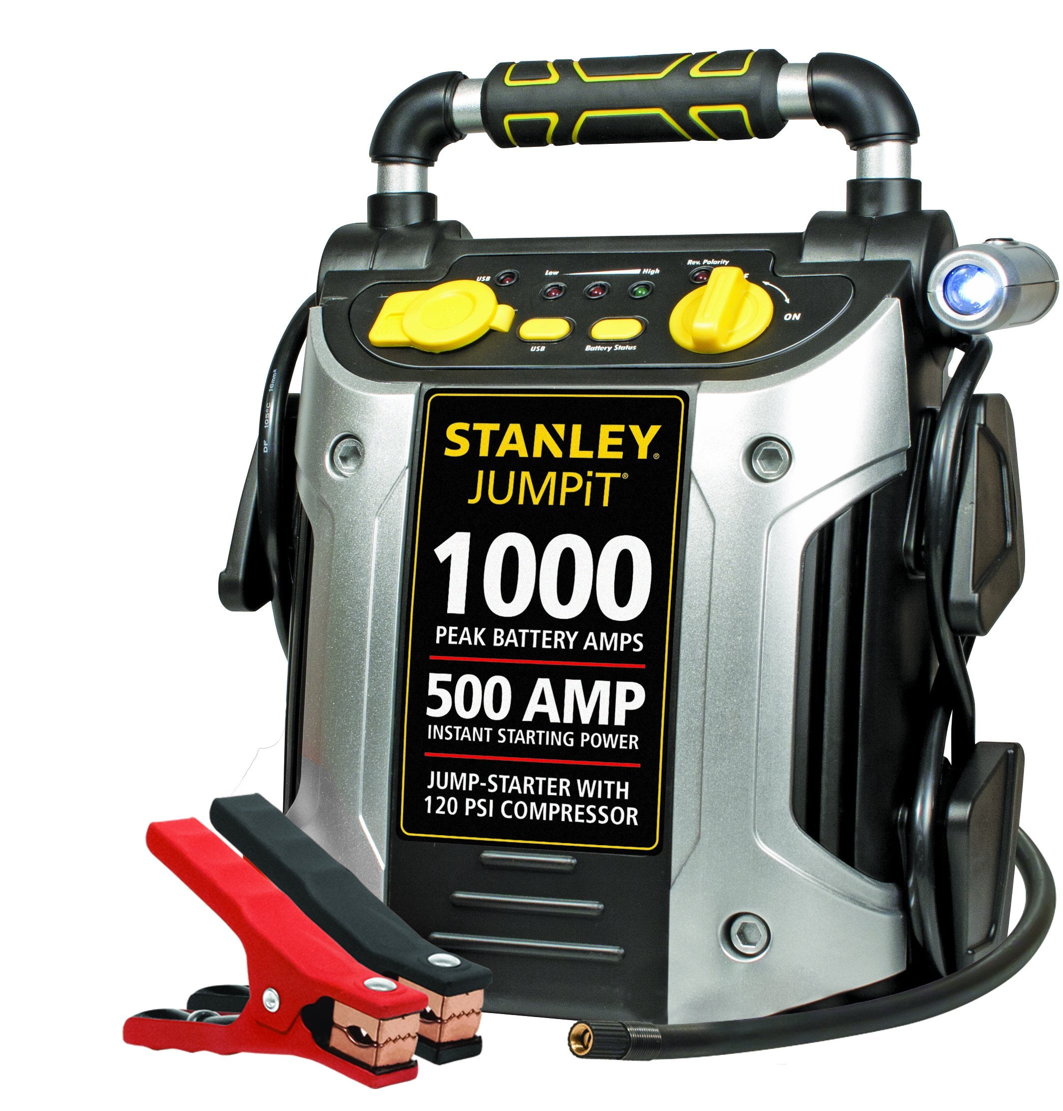 STANLEY J5C09 Power Station Jump Starter 1000 Peak, 500 Instant Amps, 120  PSI Air, Battery Clamps with Compressor