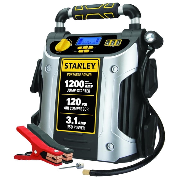 STANLEY J5C09D 1200 Peak Amp Portable Car Jump Starter with 120 PSI Air Compressor and USB Power
