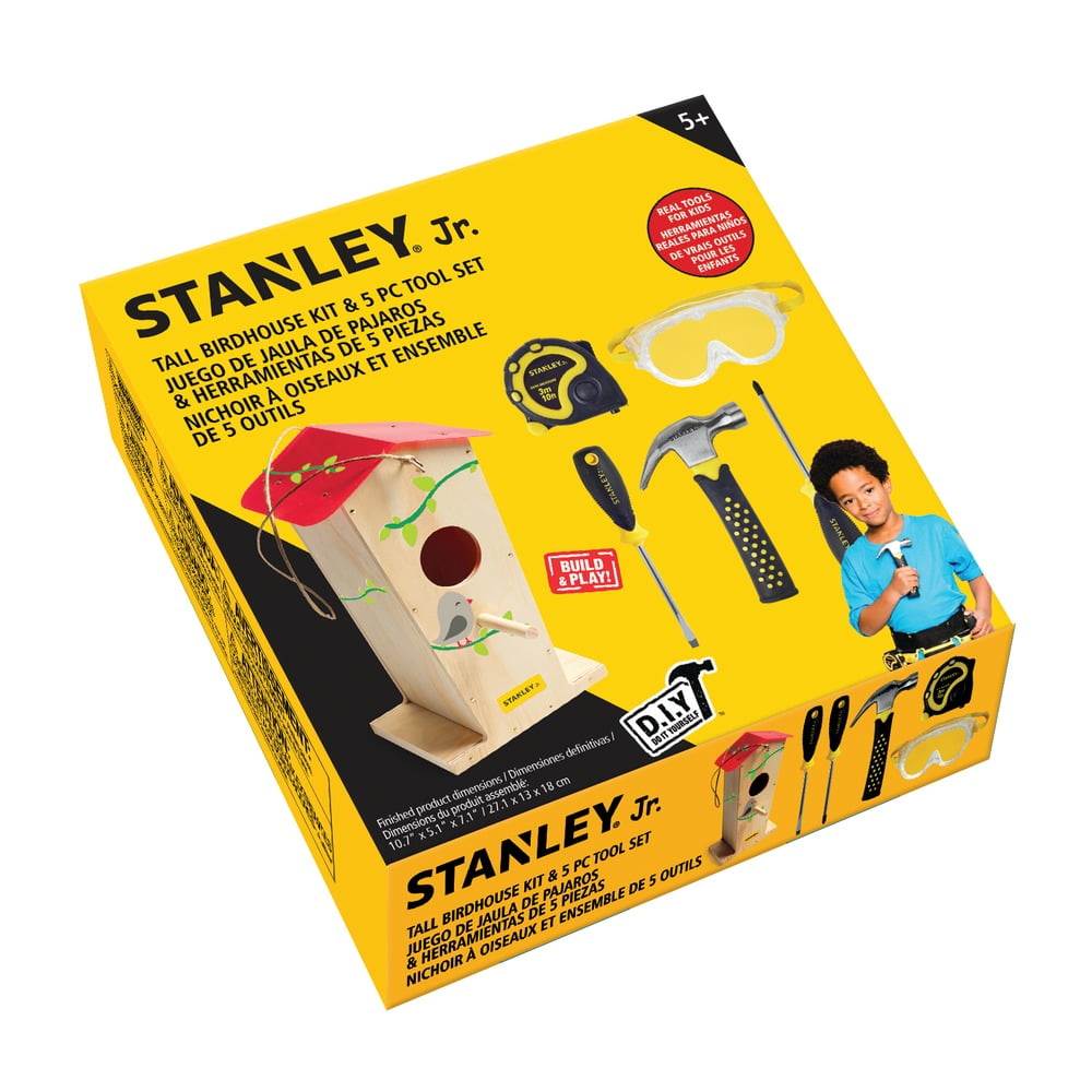 STANLEY Jr. OL_STOK008-T05-SY 5-Piece Toy Hand Tool Set and Bird House Kit  