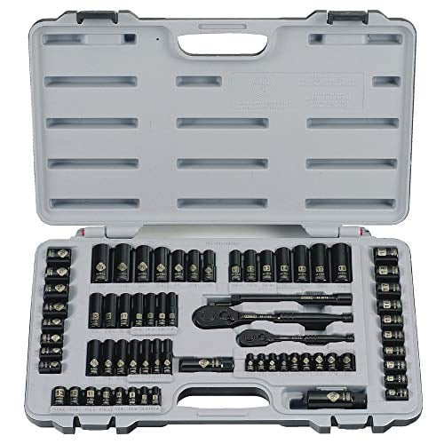 STANLEY Mechanics Tool Set, SAE, 1/4 in. & 3/8 in Drive, 69 Piece, Black Chrome (92-824)